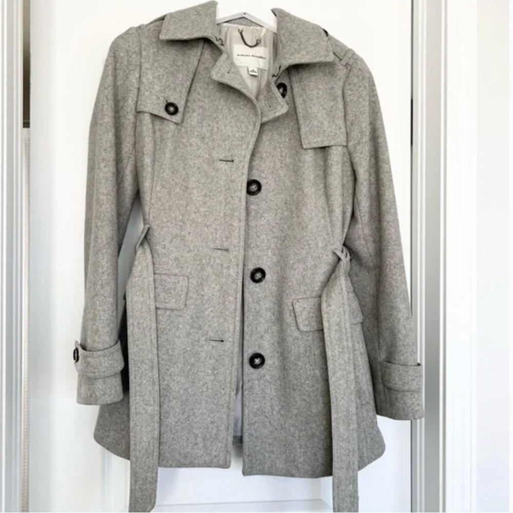 Banana Republic Dove Grey Wool Belted Lined Jacket! Size Medium